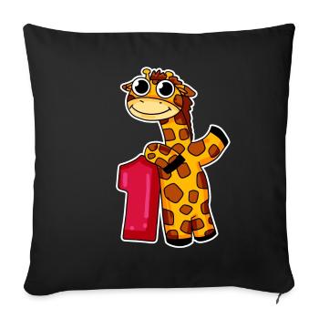 1 an - inscription à l’école - motif girafe - Housse de coussin décorative 45 x 45 cm - noir - Devant