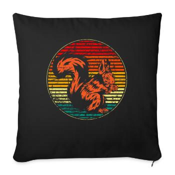 Eichhörnchen Herbst vintage - Sofakissenbezug 45 x 45 cm - Schwarz - Vorne