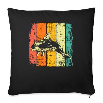 Orca millésimé - Housse de coussin décorative 45 x 45 cm - noir - Devant
