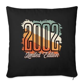 2002 Année de naissance Anniversaire Année de construction Vintage Rétro - Housse de coussin décorative 45 x 45 cm - noir - Devant