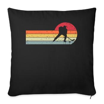 Eishockey Hockey Glace Rétro Vintage - Housse de coussin décorative 45 x 45 cm - noir - Devant