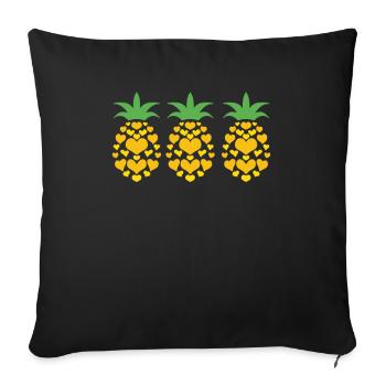 Cœur de cœur d’ananas - Housse de coussin décorative 45 x 45 cm - noir - Devant