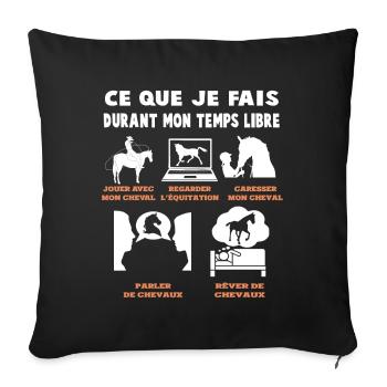 jeux video Gamer Geek Drôle cheval poney meme - Housse de coussin décorative 45 x 45 cm - noir - Devant