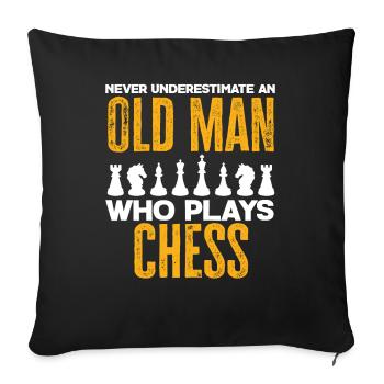 Échecs Old Man Grandpa - Housse de coussin décorative 45 x 45 cm - noir - Devant