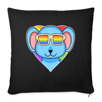 Gay Rainbow Heart Animal Mouse - Sofa pillowcase 17,3'' x 17,3'' (45 x 45 cm) - black - Front