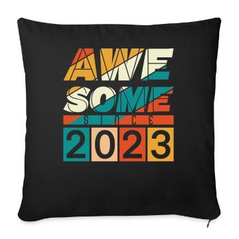 2023 Anniversaire Né Année de naissance millésime - Housse de coussin décorative 45 x 45 cm - noir - Devant