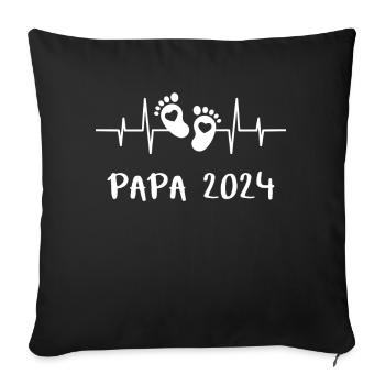 Papa 2024 Heartbeat - The Daddy Father's Day Birth - Sofa pillowcase 17,3'' x 17,3'' (45 x 45 cm) - black - Front