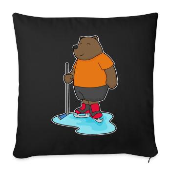 Bâtons de hockey sur glace Bear - Housse de coussin décorative 45 x 45 cm - noir - Devant