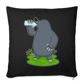 Bouteille d’eau de taupe - Housse de coussin décorative 45 x 45 cm - noir - Devant