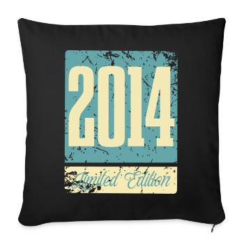 2014 Born Birthday Year of birth - Sofa pillowcase 17,3'' x 17,3'' (45 x 45 cm) - black - Front