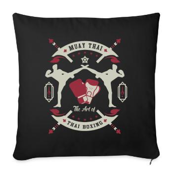 Muay Thai Boxing Kickboxing Art de la boxe thaïlandaise - Housse de coussin décorative 45 x 45 cm - noir - Devant