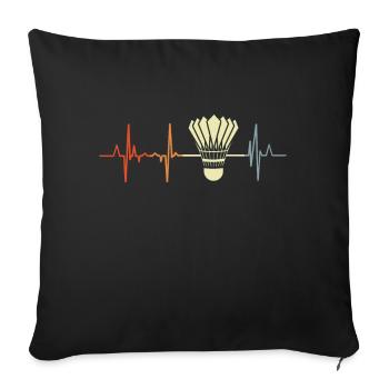Battement de cœur de badminton - Housse de coussin décorative 45 x 45 cm - noir - Devant