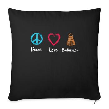 Peace Love Badminton - Housse de coussin décorative 45 x 45 cm - noir - Devant