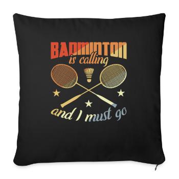 Drôle de citation de badminton - Housse de coussin décorative 45 x 45 cm - noir - Devant