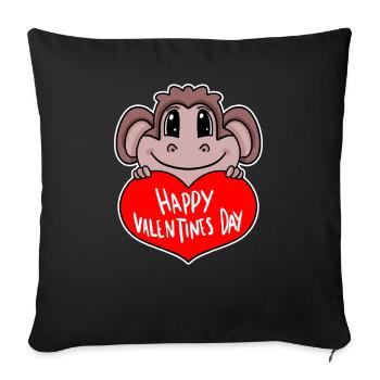 Valentine's Day Heart Monkey - Sofa pillowcase 17,3'' x 17,3'' (45 x 45 cm) - black - Front