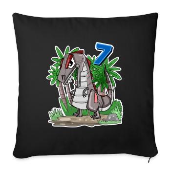7 ans - 7ème anniversaire avec motif animal - Dino - Housse de coussin décorative 45 x 45 cm - noir - Devant