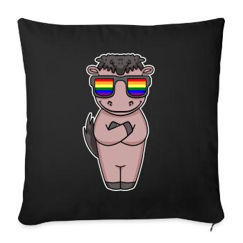 Gay Rainbow - Cheval à lunettes - Housse de coussin décorative 45 x 45 cm - noir - Devant