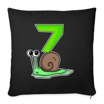 7 ans - 7ème anniversaire avec motif animal - Housse de coussin décorative 45 x 45 cm - noir - Devant