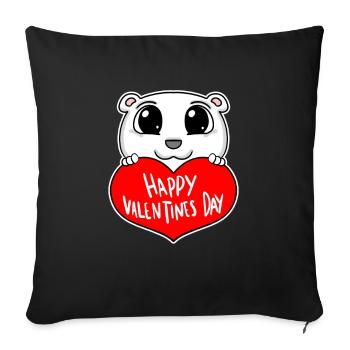 Ours de cœur de la Saint-Valentin - Housse de coussin décorative 45 x 45 cm - noir - Devant