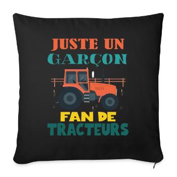 Juste Un Garçon Fan De Tracteurs -drole Conducteur - Housse de coussin décorative 45 x 45 cm - noir - Devant