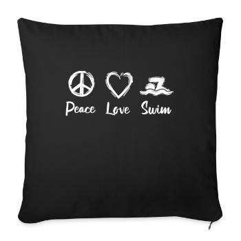 Peace Love Swim - Sofakissenbezug 45 x 45 cm - Schwarz - Vorne