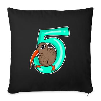 5 ans - 5e anniversaire avec motif animal - Housse de coussin décorative 45 x 45 cm - noir - Devant