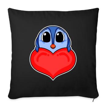 Penguin with Heart - Love Romantic - Sofa pillowcase 17,3'' x 17,3'' (45 x 45 cm) - black - Front