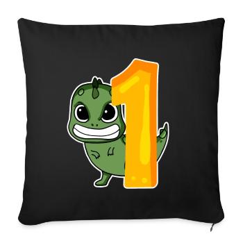 1 year old - Enrollment - Dinosaur motif - Sofa pillowcase 17,3'' x 17,3'' (45 x 45 cm) - black - Front