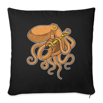 Octopus Musician Flute Music - Sofa pillowcase 17,3'' x 17,3'' (45 x 45 cm) - black - Front