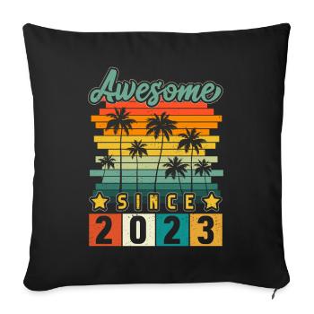 2023 Anniversaire Né Année de naissance millésime - Housse de coussin décorative 45 x 45 cm - noir - Devant