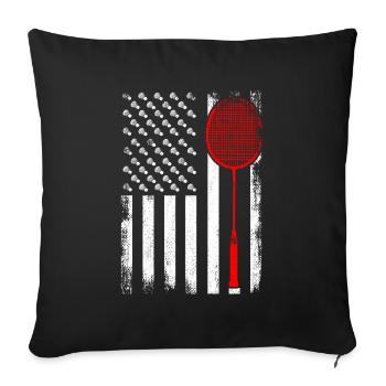 Joueur de badminton patriotique - Housse de coussin décorative 45 x 45 cm - noir - Devant