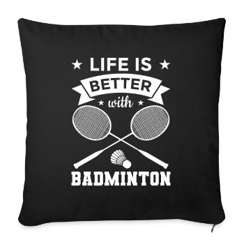 Badminton Motivation - Housse de coussin décorative 45 x 45 cm - noir - Devant