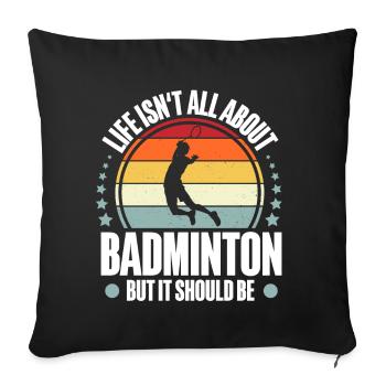 Badminton - Housse de coussin décorative 45 x 45 cm - noir - Devant