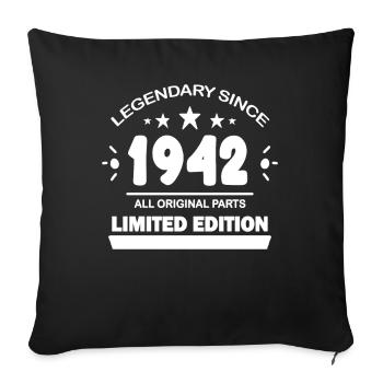 1942 - Born 1942 - Year of construction 1942 Spruch - Sofa pillowcase 17,3'' x 17,3'' (45 x 45 cm) - black - Front