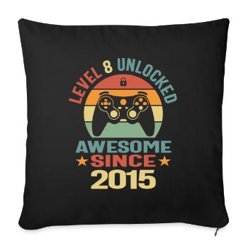Level 8 Unlocked Awesome 2015 Video Gamer 8th - Sofa pillowcase 17,3'' x 17,3'' (45 x 45 cm) - black - Front