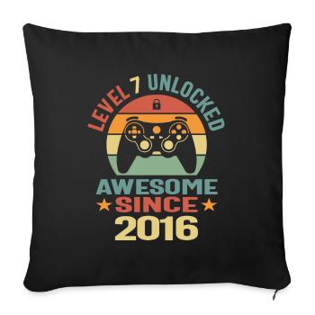 Level 7 Unlocked Awesome 2016 Video Gamer 7th - Sofa pillowcase 17,3'' x 17,3'' (45 x 45 cm) - black - Front