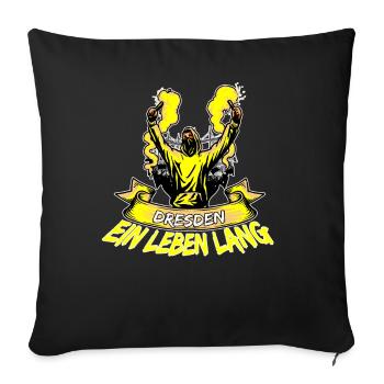 Dresden ein Leben lang - Sofakissenbezug 45 x 45 cm - Schwarz - Vorne