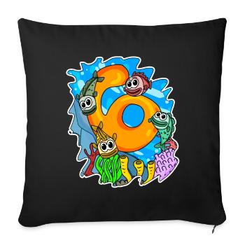 6 years fish - Sofa pillowcase 17,3'' x 17,3'' (45 x 45 cm) - black - Front
