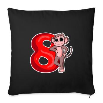 8 ans - 8ème anniversaire avec motif animal - Housse de coussin décorative 45 x 45 cm - noir - Devant