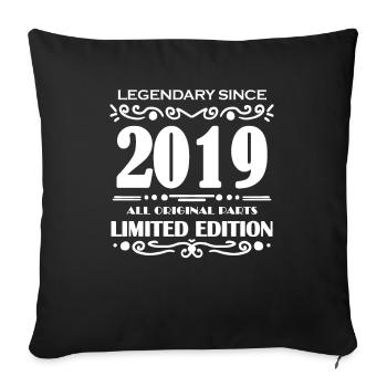 2019 - Year 2019 - Year of construction 2019 Spruch - Sofa pillowcase 17,3'' x 17,3'' (45 x 45 cm) - black - Front