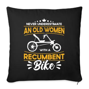 Vélo couché Cycliste couché - Housse de coussin décorative 45 x 45 cm - noir - Devant