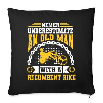 Vélo couché Cycliste couché - Housse de coussin décorative 45 x 45 cm - noir - Devant