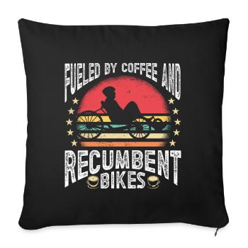 Vélo couché Cycliste couché - Housse de coussin décorative 45 x 45 cm - noir - Devant