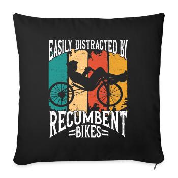 Vélo couché Cycliste couché - Housse de coussin décorative 45 x 45 cm - noir - Devant