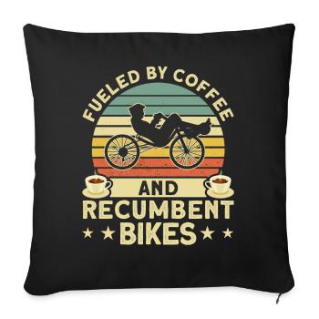 Vélo couché Cycliste couché - Housse de coussin décorative 45 x 45 cm - noir - Devant