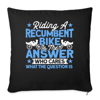 Vélo couché Cycliste couché - Housse de coussin décorative 45 x 45 cm - noir - Devant