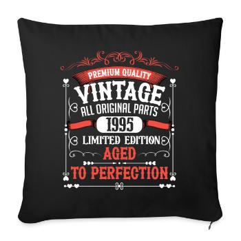 1995 Année de naissance Naissance Anniversaire Vintage - Housse de coussin décorative 45 x 45 cm - noir - Devant