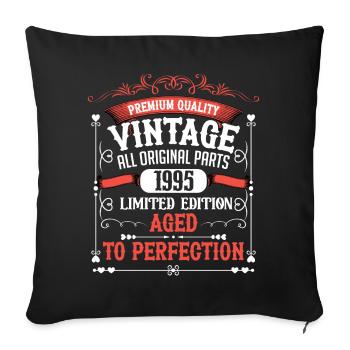 1995 Année de naissance Naissance Anniversaire Vintage - Housse de coussin décorative 45 x 45 cm - noir - Devant
