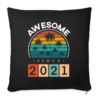 2021 Anniversaire Naissance Année de naissance millésime - Housse de coussin décorative 45 x 45 cm - noir - Devant