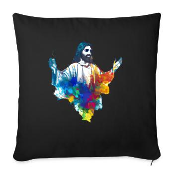 Farbenfroher Jesus - Sofakissenbezug 45 x 45 cm - Schwarz - Vorne